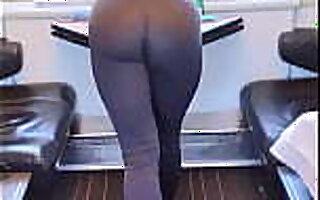 Hot Hotwife in leggings on the train