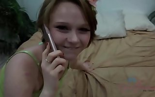 Innocent 18 year old girl fucked in the long run b for a long time aloft phone with boyfriend (POV) Lucy Valentine - Inferior
